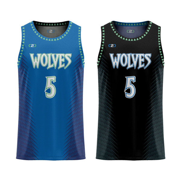 Timberwolves Reversible Basketball Singlet Blue and Black - Front View