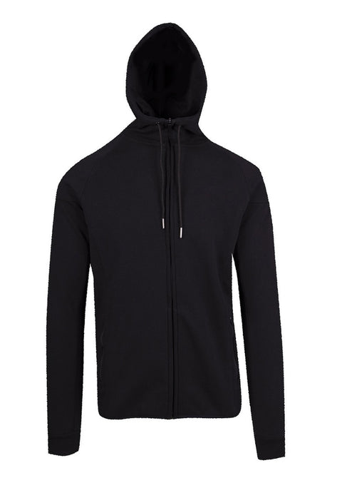 Bonded Polar Fleece Zip Hoodie Black Front View