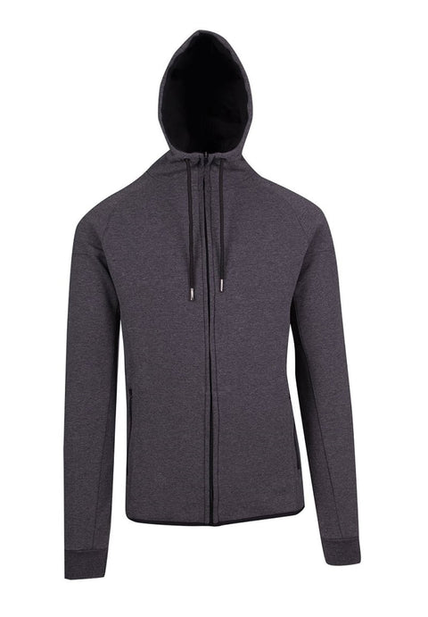 Bonded Polar Fleece Zip Hoodie Dark Marl Front View