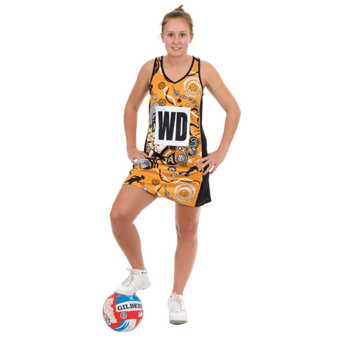 Zest Netball Dress Gold/Black